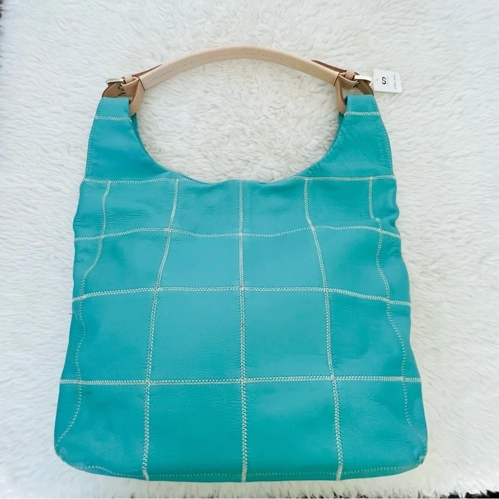 Ceci Ou Cela Plus Une Aqua Green Genuine Leather Shoulder/Hobo Bag